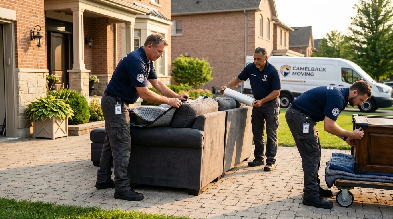 Large estate moving crew wrapping furniture in Portales, NM